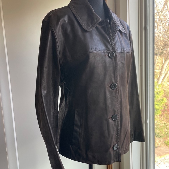 Oversized Vintage 90s Roots Leather Jacket Chocolate Brown - Picture 5 of 13